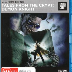 The DVD cover for "Demon Knight" — it's got this seriously dark vibe, right? A looming, creepy figure clutching a glowing chalice, thunderstorm brewing behind. You can practically feel the tension, like something wicked’s about to happen. A must-have for horror fans.