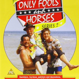 The DVD cover for "Only Fools and Horses Series 2" shows Del Boy and Rodney, classic cheeky grins plastered on their faces. They're caught mid-laugh, engaging in their usual banter. So much character! You can almost hear their banter. It’s a slice of British comedy gold.