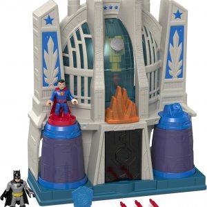 A Batman and Superman playset—complete with vibrant action figures, a lively play environment. Plus, those light-up features? They’re a total game-changer. The backdrop? It's all about the excitement. Kids just can’t get enough of these heroes!