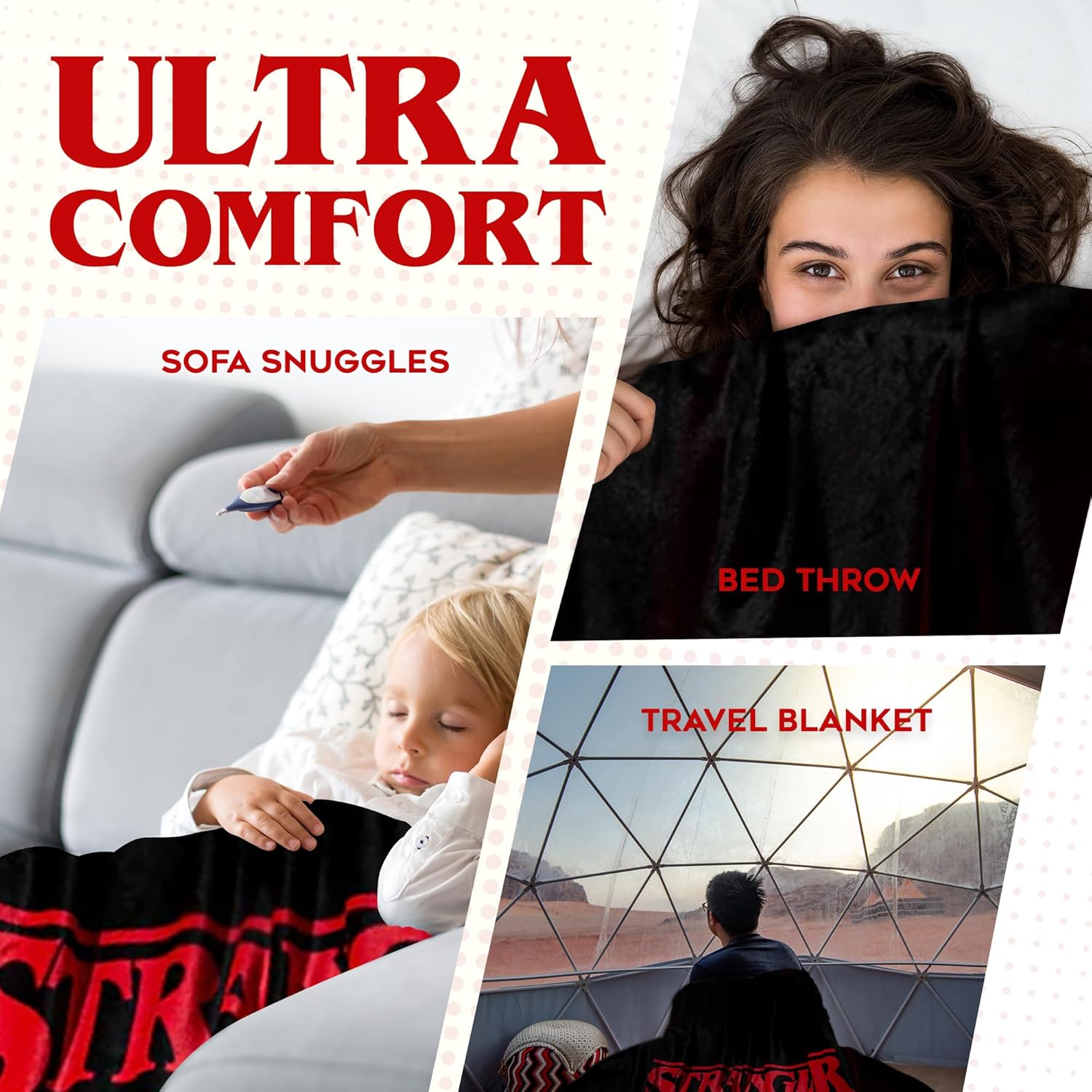 Stranger Things Blanket Throw Bedroom Accessories Fleece Blanket, Hellfire Club Soft Warm Winter Bed Throw 150 x 130cm Official Merch (Red) - Image 5