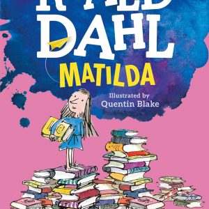 Whimsical framed art of Matilda—she's all about books, colour popping everywhere. A playful vibe, for sure!