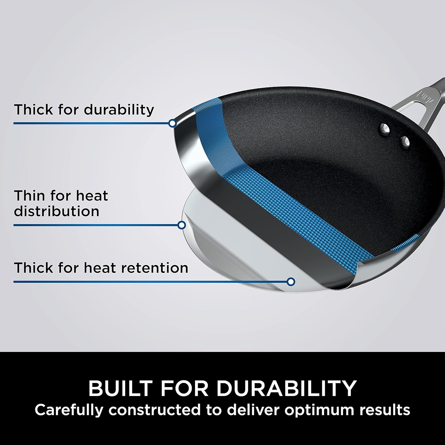 Ninja ZEROSTICK Premium Cookware 28cm Wok with Glass Lid, Long Lasting, Non-Stick, Hard Anodised Aluminium, Induction Compatible, Oven Safe to 260°C, Grey C30928UK - Image 8