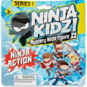 A vibrant assortment of Ninja Kidz action figures, each sporting its own quirky design and cool accessories—set against a lively backdrop. They really pop, right? Perfect for any young adventurer or collector who's into fun and excitement.