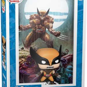 Wolverine Funko Pop! vinyl figure—rockin' a bold yellow and blue outfit. It’s all about that dynamic stance, right? The details really pop against the simple backdrop, making him stand out like he’s ready to spring into action.