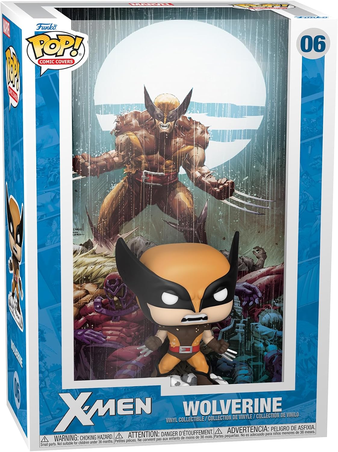 Wolverine Funko Pop! vinyl figure—rockin' a bold yellow and blue outfit. It’s all about that dynamic stance, right? The details really pop against the simple backdrop, making him stand out like he’s ready to spring into action.