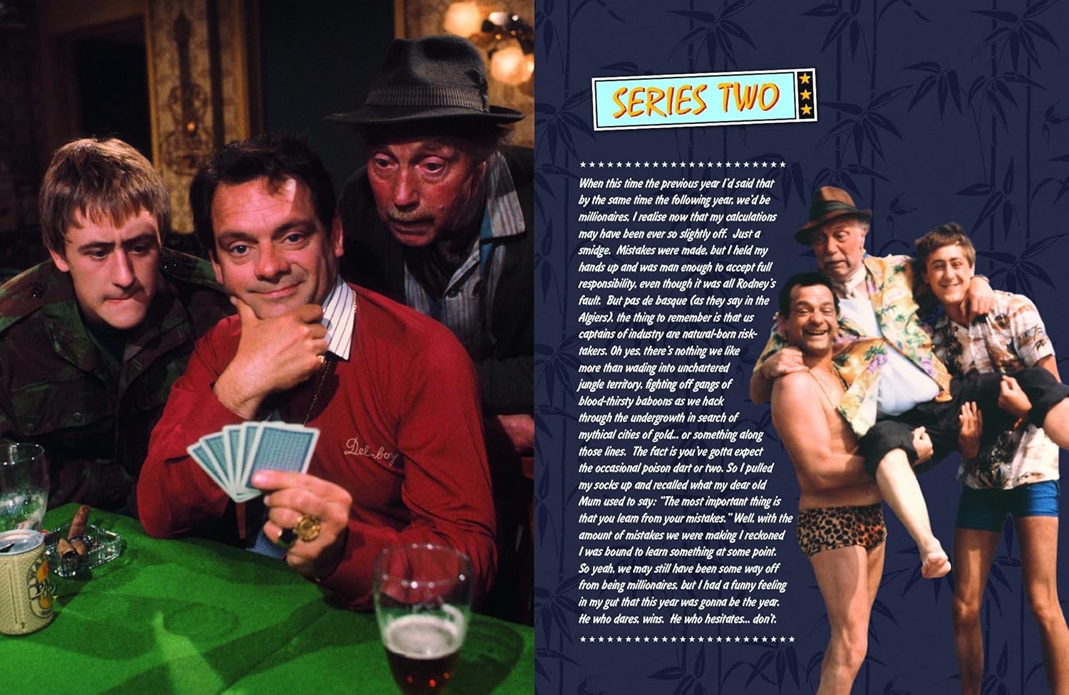 Cover of the "Only Fools and Horses" book— Del Boy and Rodney, those lovable rogues, are caught in a bustling street scene, colours jumping off the page. You can almost hear the laughter and banter. It’s classic, really.