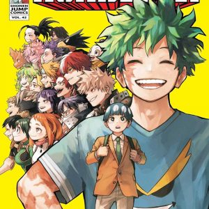 Cover of My Hero Academia Volume 42—bright, eye-catching art with characters bursting off the page. Bold lettering grabs your attention, hinting at intense adventures within. A must-see for fans, really.