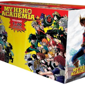 A My Hero Academia box set bursting with vibrant cover art—characters leap out at you! Each spine tells a story, inviting fans to dive headfirst into epic battles and friendships. Perfect for display or a binge-read—can't wait to see who you root for!
