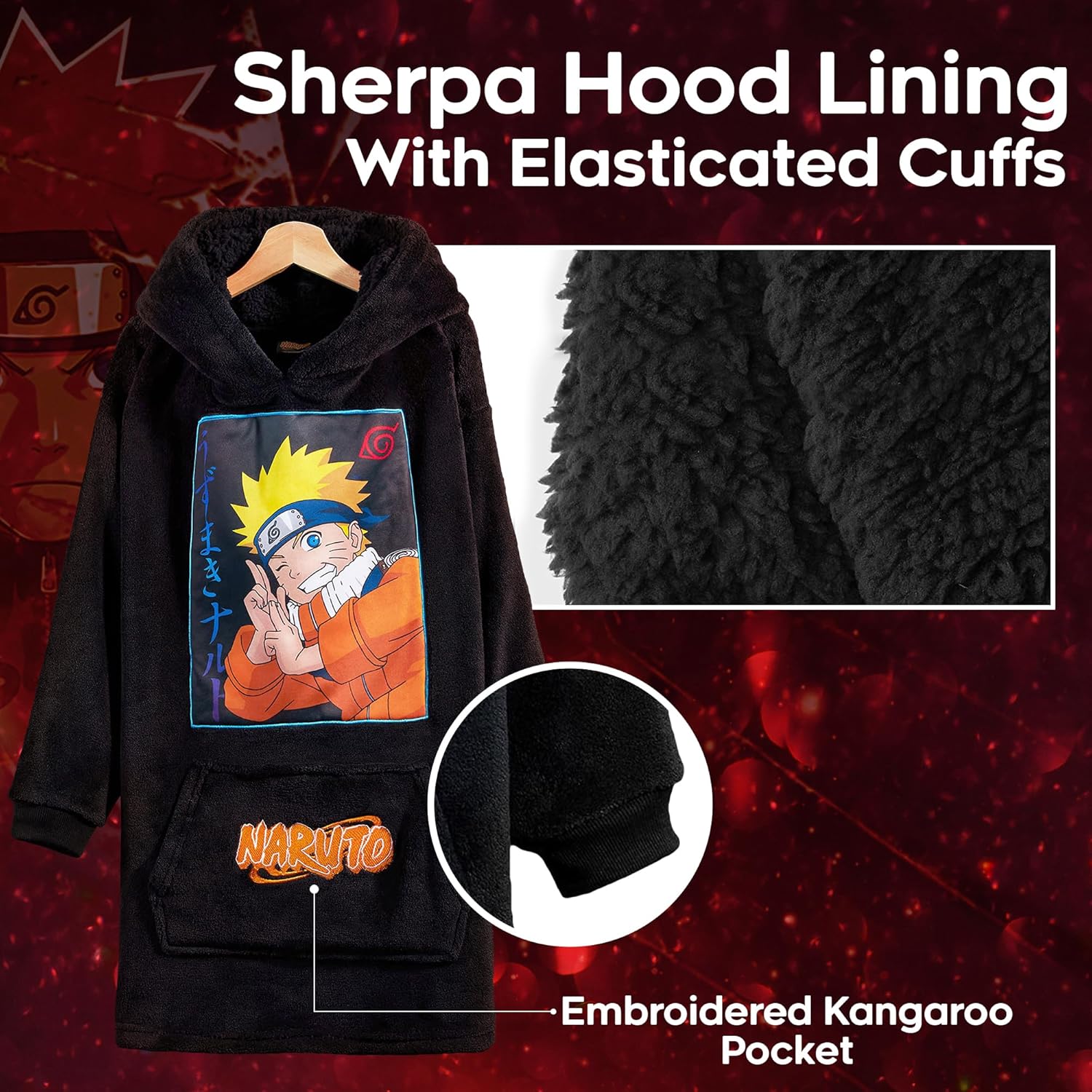Snuggle up in this anime-inspired oodie—it's got crazy oversized sleeves and a hood that wraps you in warmth. The vibrant design? Super eye-catching! Perfect for lazy days or binge-watching your favourite shows.
