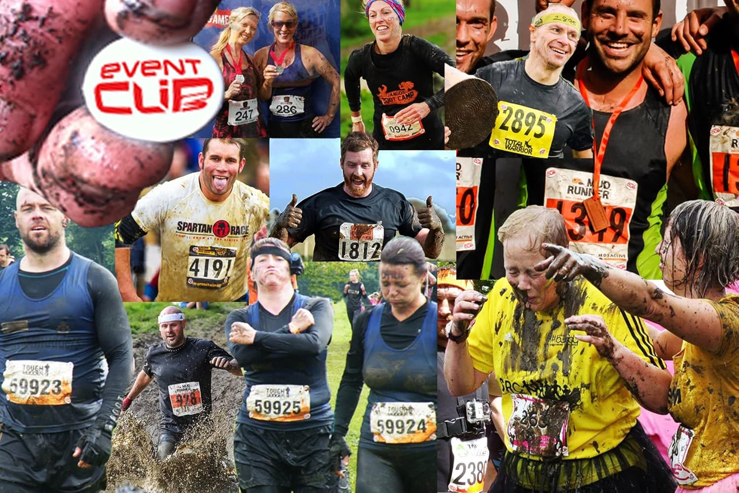 Four white Event Clips lined up—round and kinda playful, made of lightweight plastic. Simple background, but they're stealing the show.