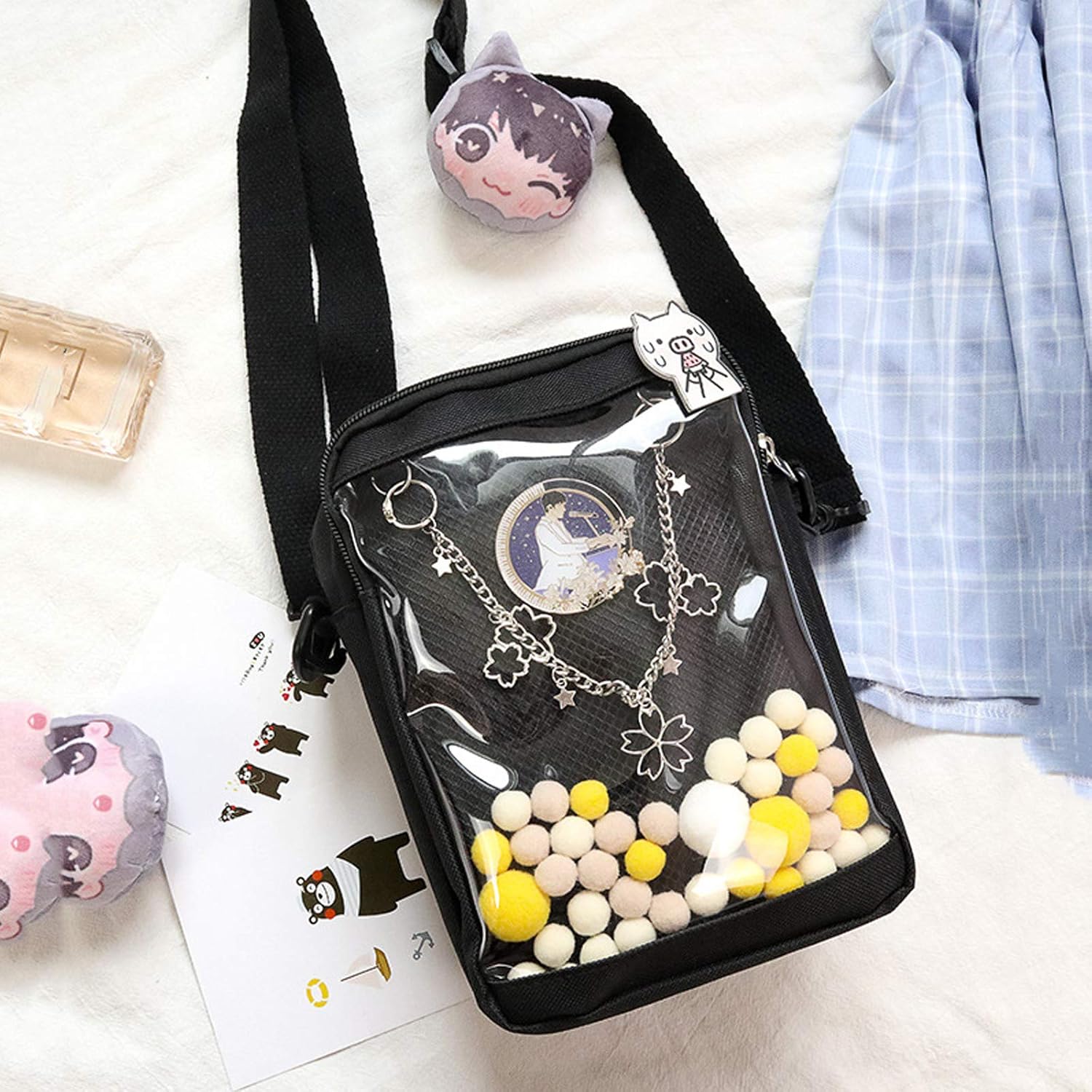 Anime-inspired ita bag—bold character art jumps out at you. Spacious enough for all your fave pins and accessories; makes showing off your collection easy-peasy. Don’t just carry it, flaunt it!