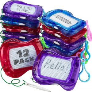 A lively set of 12 mini drawing boards—think red, blue, green, purple, and more—perfectly arranged with handy keychain clips. Easy to grab and attach to your backpack, these little gems are ready for all your artistic adventures!