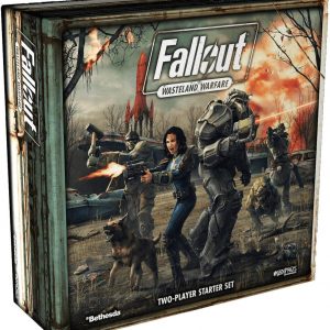 Box of the Fallout Miniatures Wargame flaunting eye-catching artwork and bold title—sits against a crisp white backdrop. It's like a portal into a post-apocalyptic universe, right?