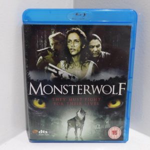 A striking image of a monstrous wolf—fur bristling, those glowing red eyes piercing through the dark. Sharp fangs bared in a way that sends chills, and the posture? Intimidating, almost ready to pounce. The background’s shadows make it feel all the more alive, like something straight out of a nightmare.