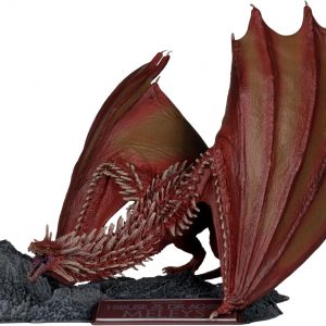 A stunning collectible of Meleys—the fierce dragon from House of the Dragon. Her vibrant scarlet scales practically leap out, copper accents catching the light just right. And that neutral background? It makes her shine even more.