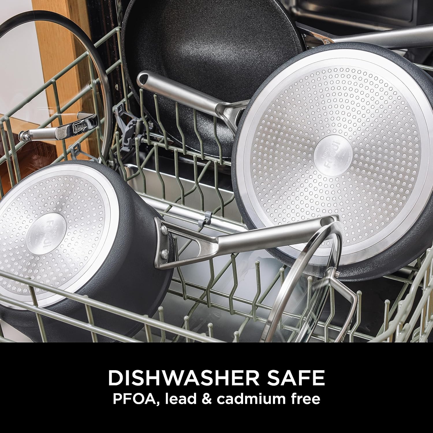 Ninja ZEROSTICK Premium Cookware 28cm Wok with Glass Lid, Long Lasting, Non-Stick, Hard Anodised Aluminium, Induction Compatible, Oven Safe to 260°C, Grey C30928UK - Image 6