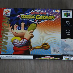 Cover art of "Mystical Ninja Starring Goemon" — it's a burst of colour, with Goemon and his wild crew right there in the action. Bright, eye-catching illustrations pop against a stunning, almost dreamlike Japanese landscape. You can almost feel the adventure jumping off the page.