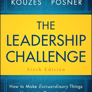 A striking hardcover of "Kouzes Posner," its deep blue cover pops with white and gold lettering. Set against a simple backdrop, it almost demands your attention—like, what wisdom lies within those pages?