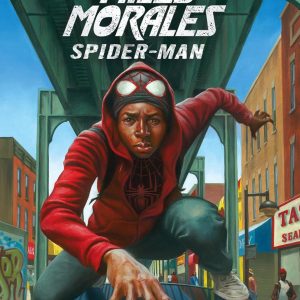 Cover art of "Miles Morales"—check out this dynamic illustration! Miles, decked out in his Spider-Man suit, swings through a buzzing urban scene. The colours pop like crazy, really captures that New York vibe. You can almost feel the energy, right?